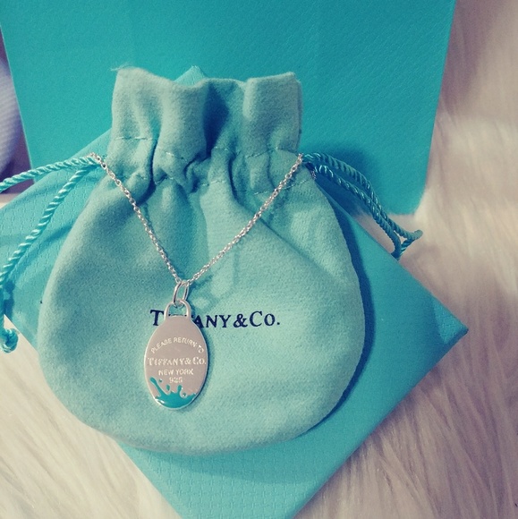 Tiffany & Co. Jewelry - 💙Return to Tiffany Oval Color Splash Tag Necklace